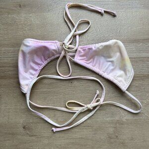 Heart of Sun Martini Starburst Pink Yellow Tie Dye Bikini Top Women's Size Small